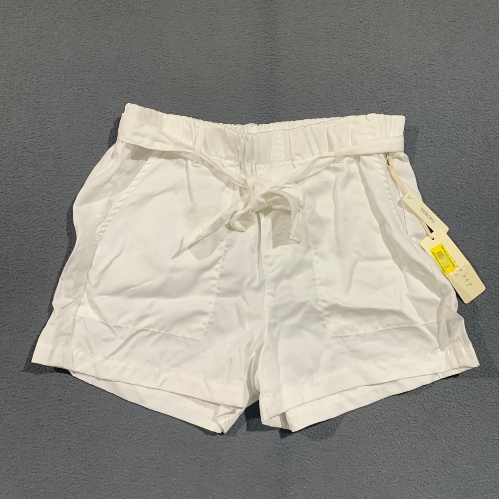 Copper Key White Tencel Paperbag Shorts Womens Small NWT Tie Waist Summer